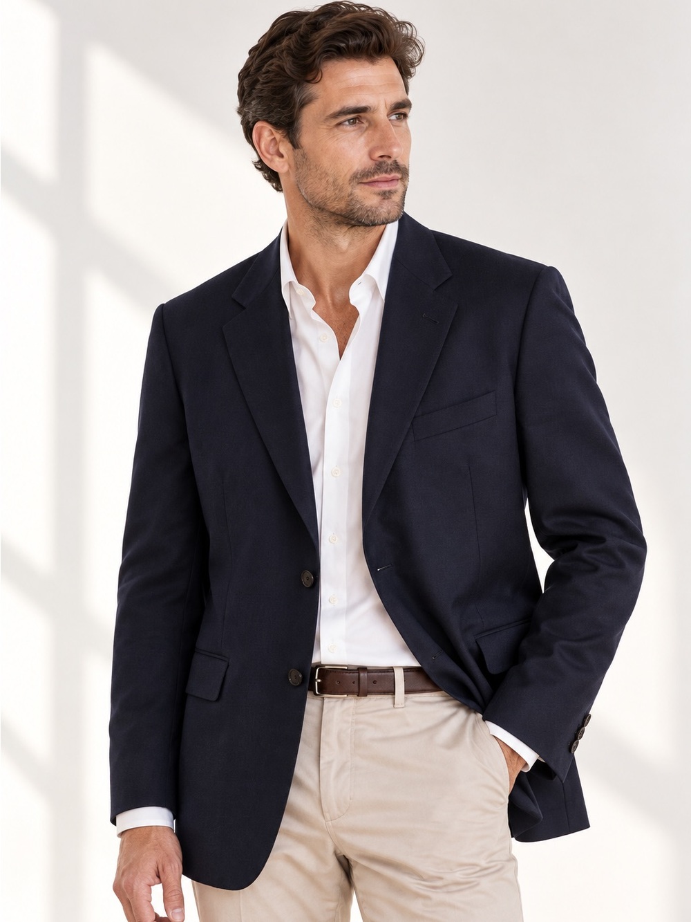 Vintage Burberry London Navy Super 100s Wool Blazer Sport Coat 44R